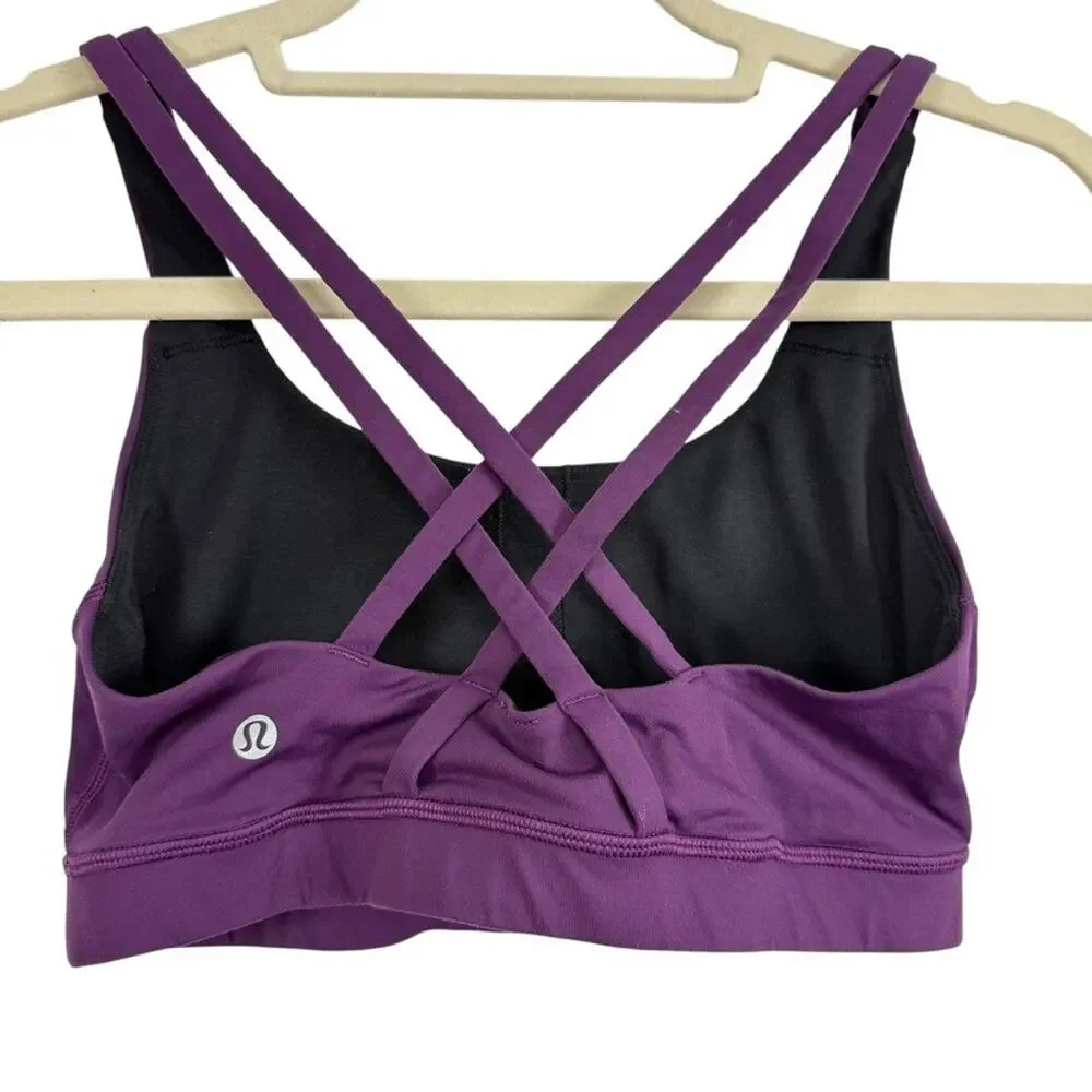 Lululemon Purple Sports Bra Womens Workout Gym Strappy Criss Cross Back Top sz 6